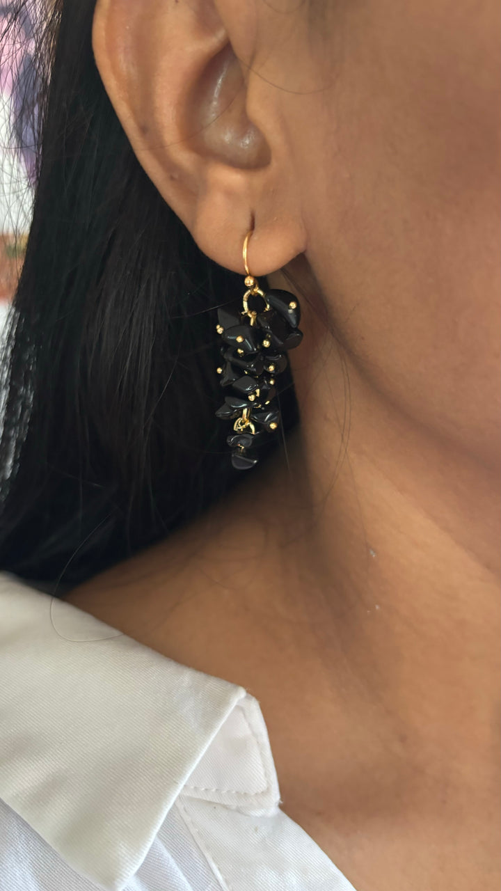 Statement Natural Black Onyx Earrings