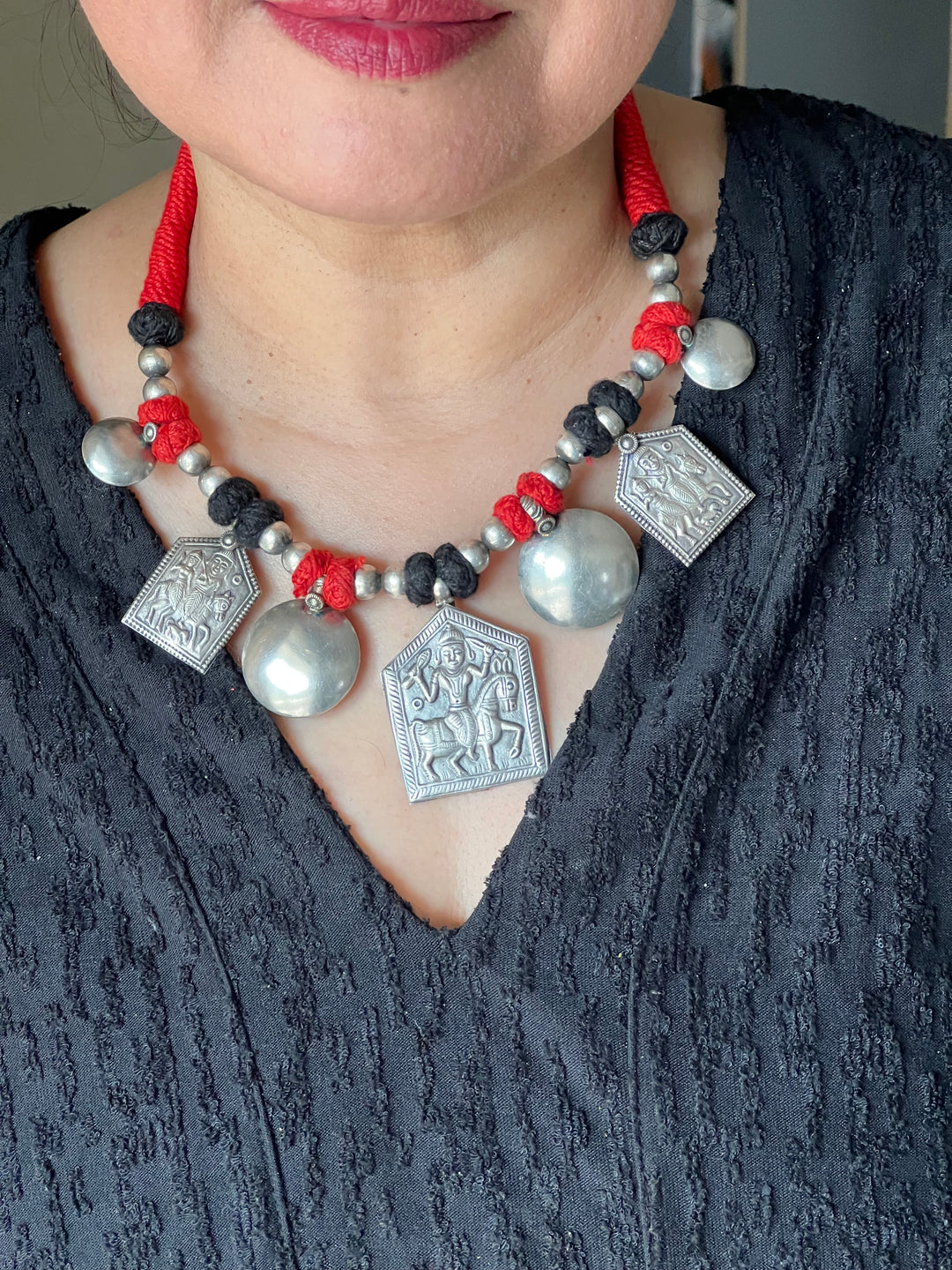 Tribal Pendant Thread Necklace