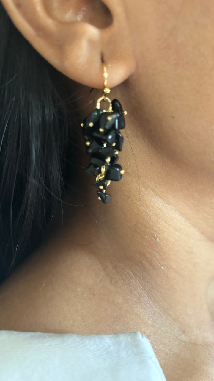 Statement Natural Black Onyx Earrings