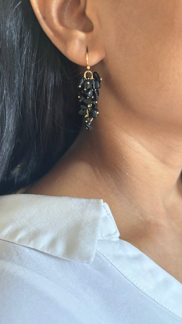 Statement Natural Black Onyx Earrings
