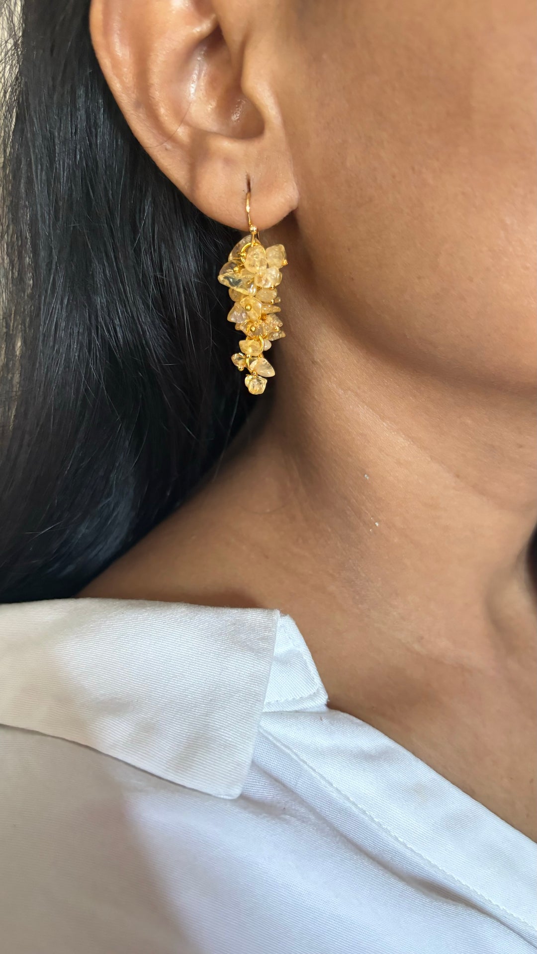 Statement Natural Citrine Earrings