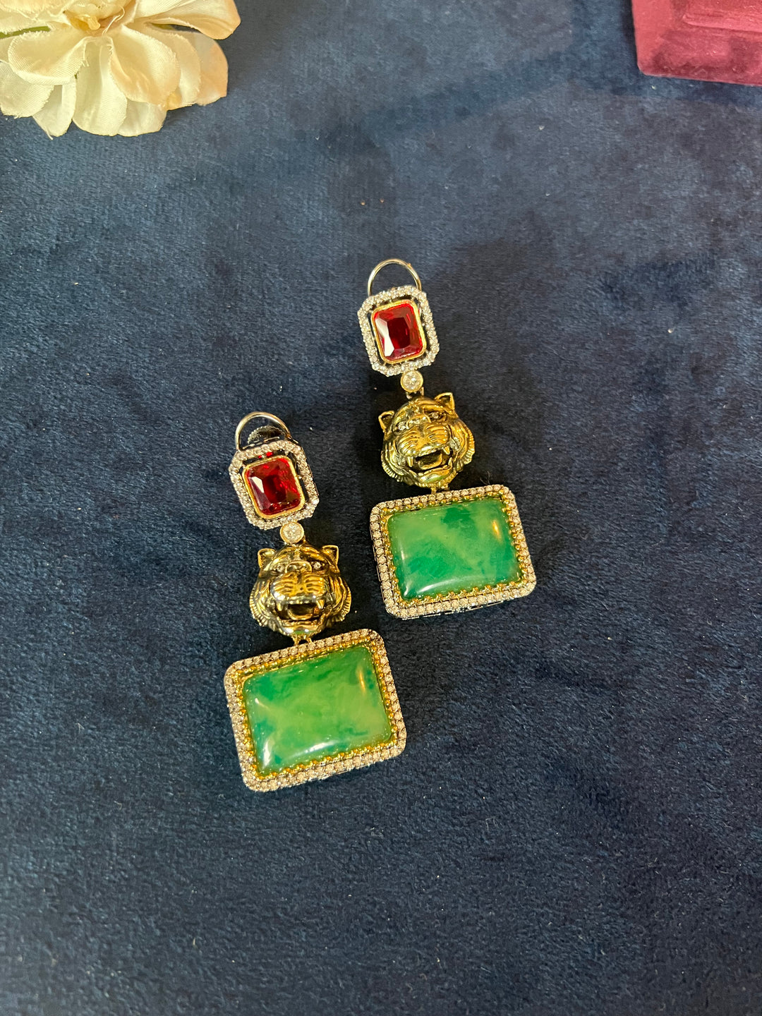 Exquisite Animal Figurine Stone Earrings - Premium Brass & CZ Stones