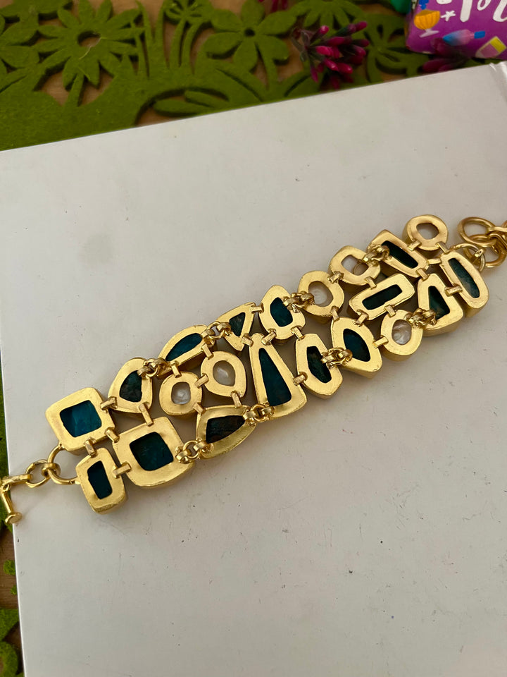 Statement Natural Gemstones and Pearls Bracelet