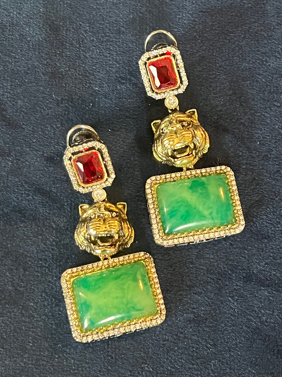 Exquisite Animal Figurine Stone Earrings - Premium Brass & CZ Stones