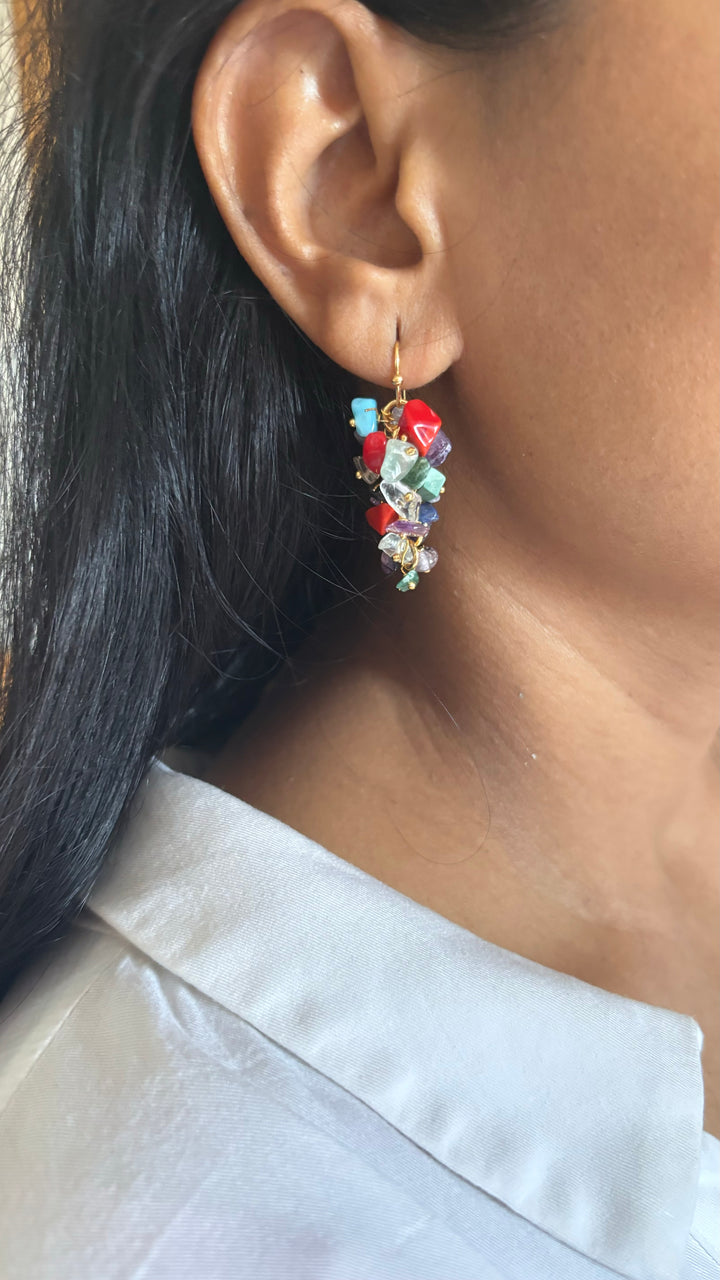 Statement Multicolor Natural Stones Earrings