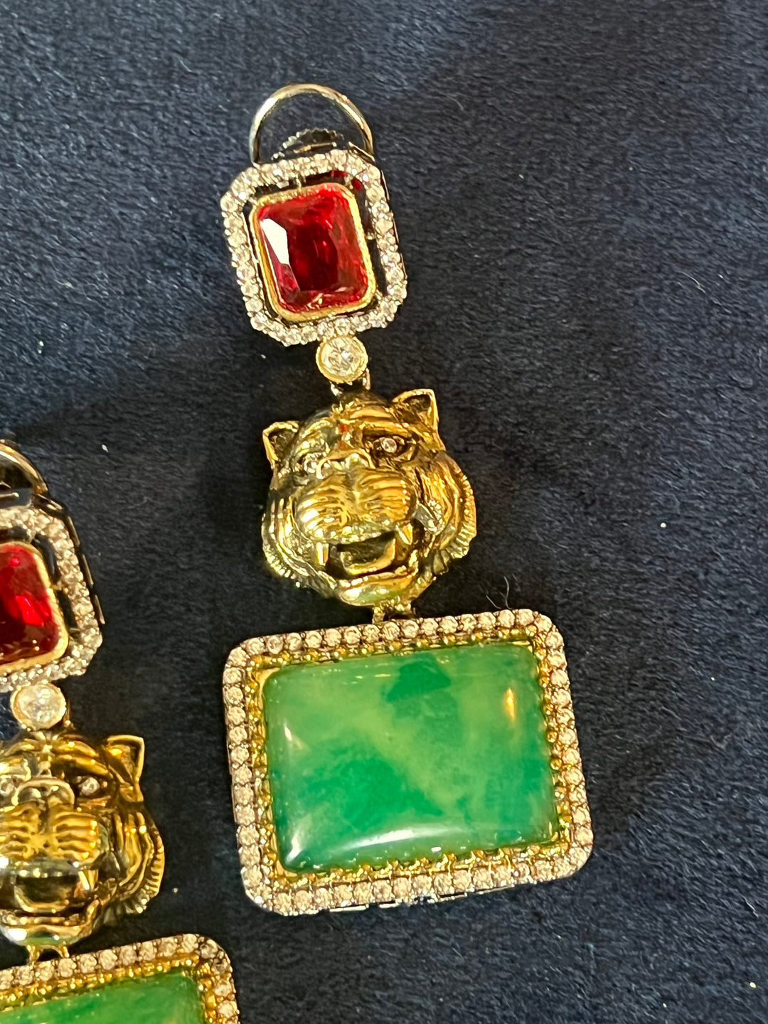 Exquisite Animal Figurine Stone Earrings - Premium Brass & CZ Stones