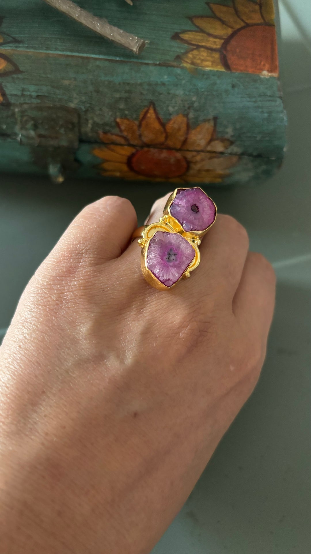 Pink Solar Quartz Ring - A Touch of Timeless Beauty
