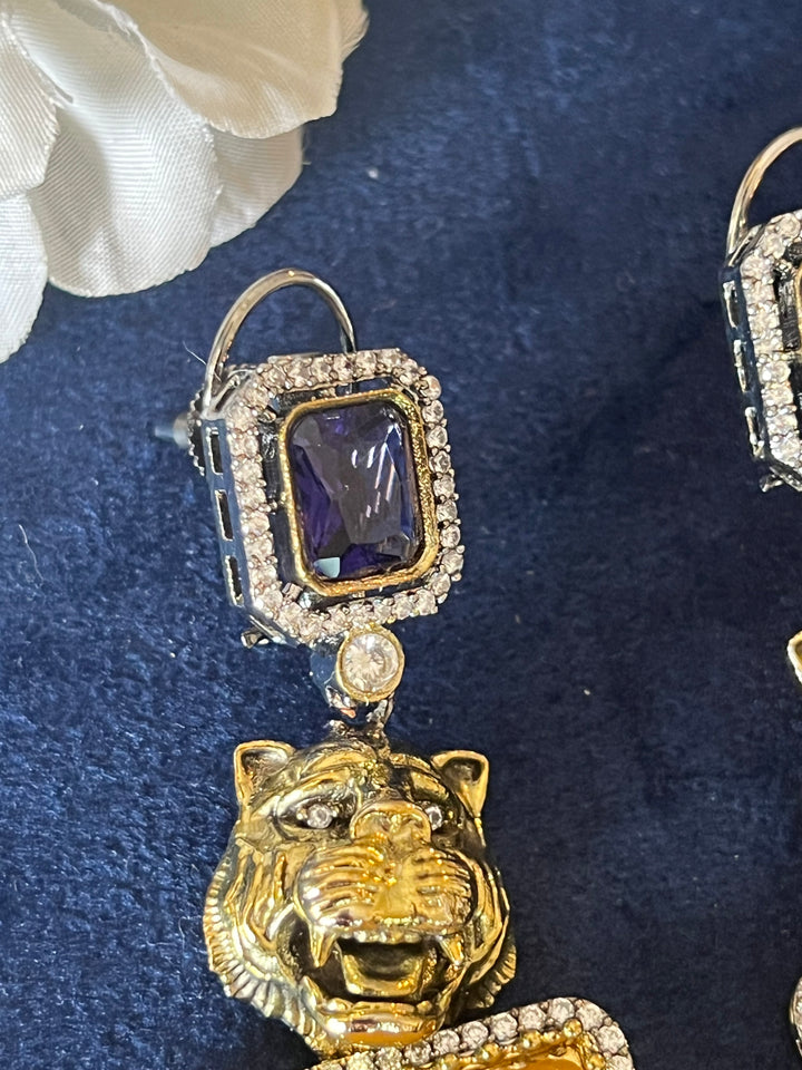 Exquisite Animal Figurine Stone Earrings - Premium Brass & CZ Stones