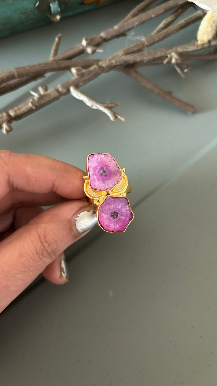 Pink Solar Quartz Ring - A Touch of Timeless Beauty