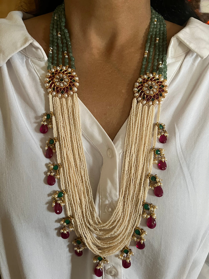 Green Aventurine and Pearl Kundan Necklace