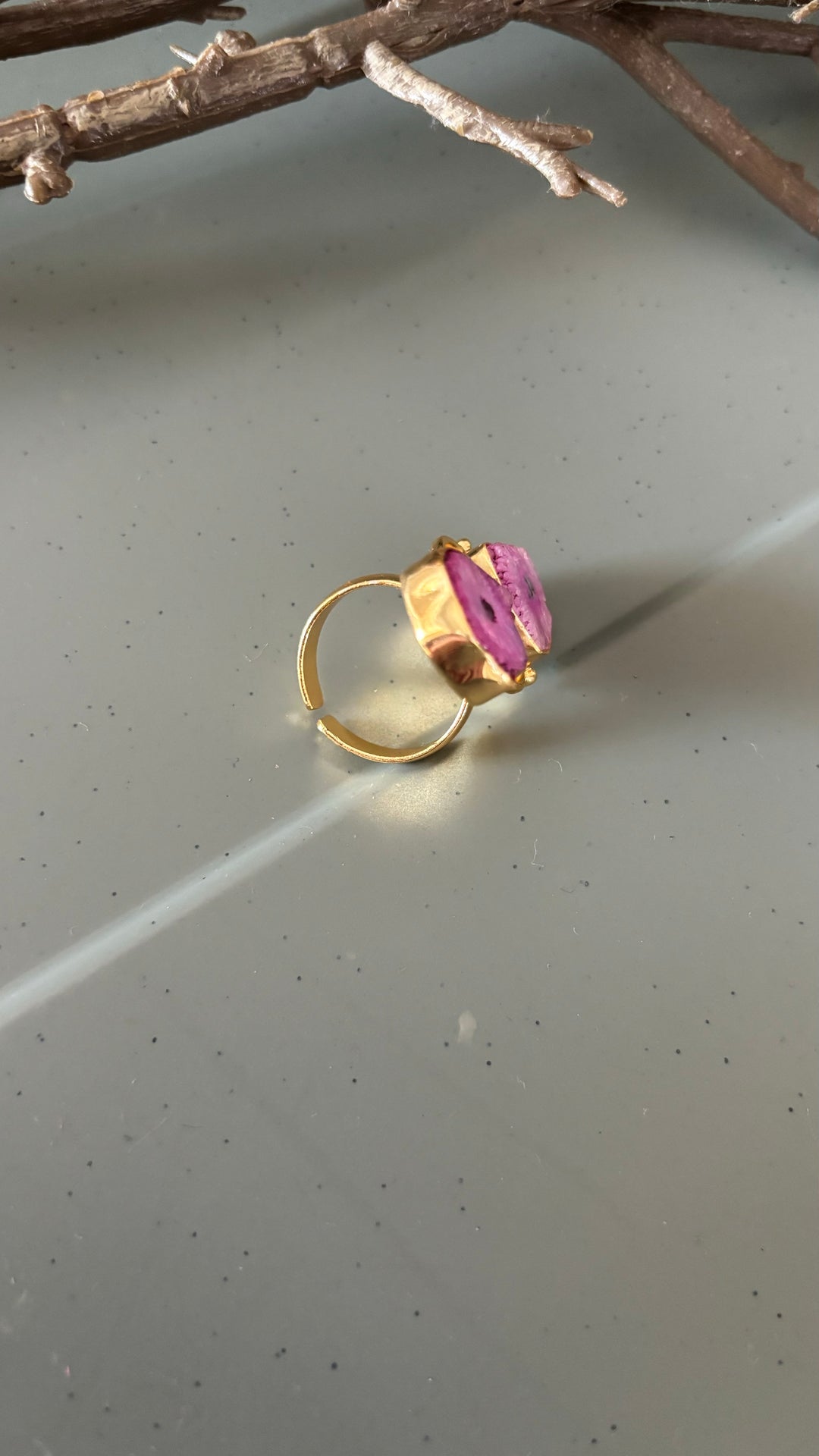 Pink Solar Quartz Ring - A Touch of Timeless Beauty