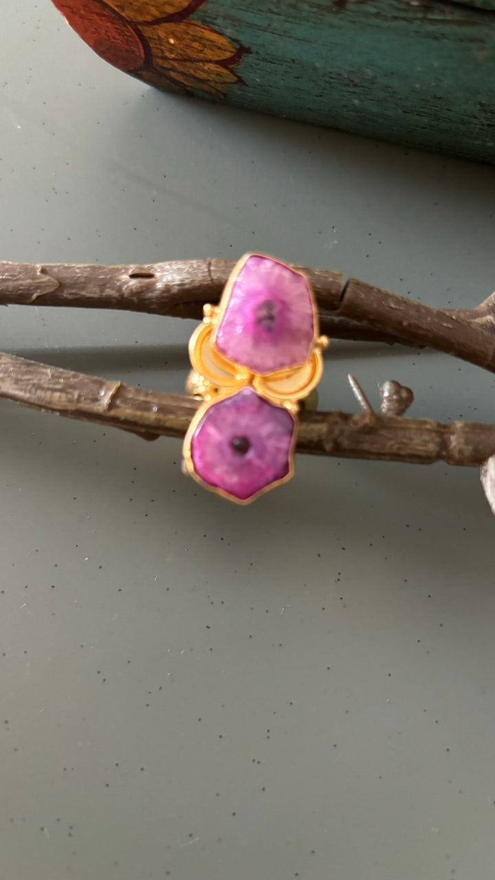 Pink Solar Quartz Ring - A Touch of Timeless Beauty