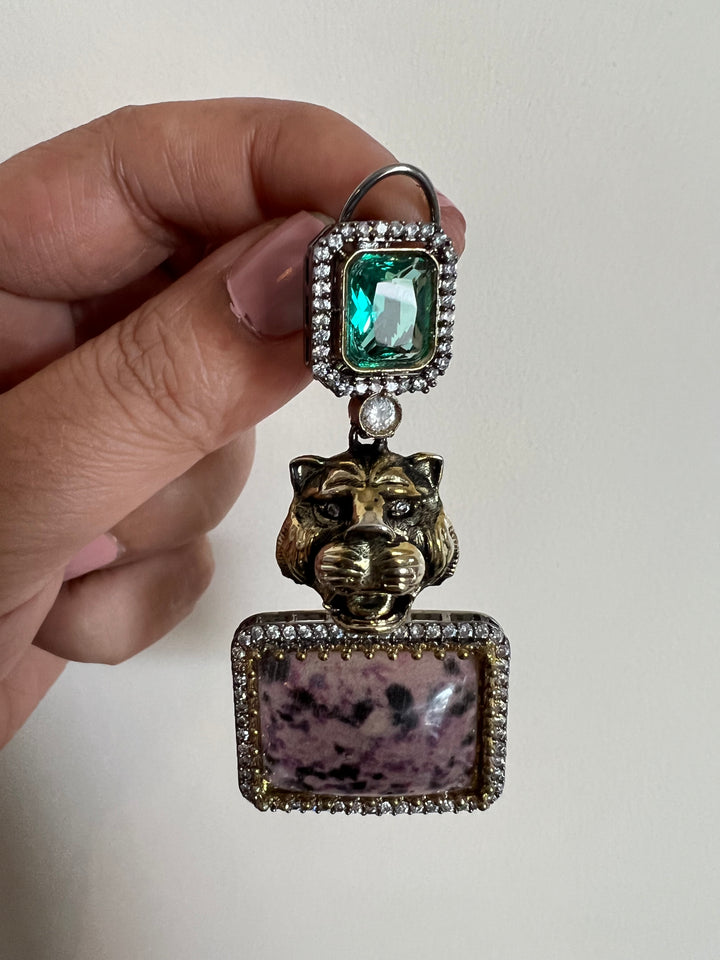 Exquisite Animal Figurine Stone Earrings - Premium Brass & CZ Stones