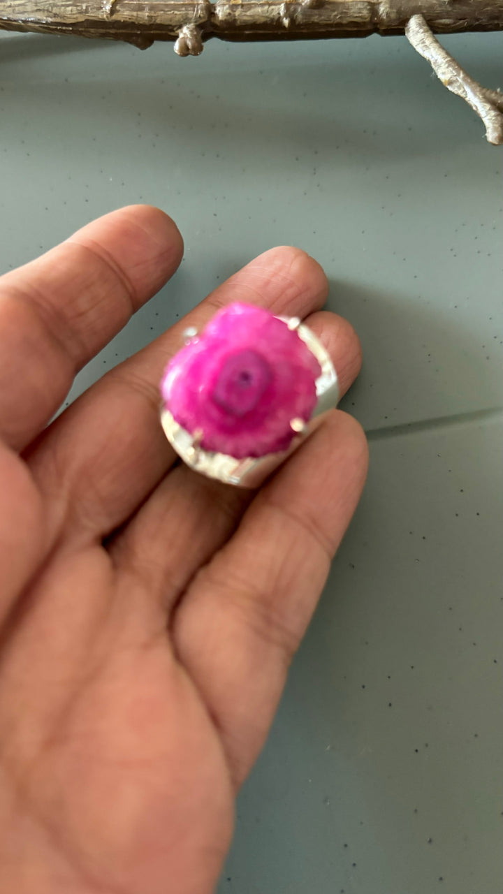 Pink Solar Quartz Ring - A Touch of Timeless Beauty