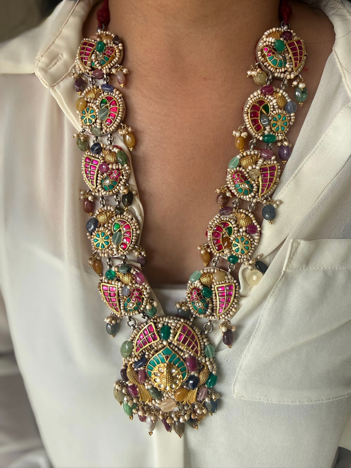 Handmade 925 Silver Nakhra Gemstone Necklace Set | SHIVKA