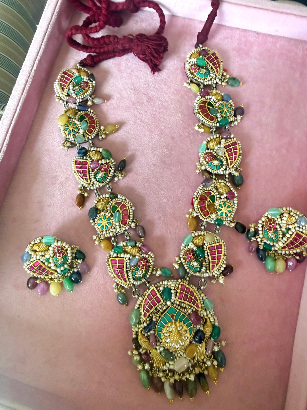 Handmade 925 Silver Nakhra Gemstone Necklace Set | SHIVKA