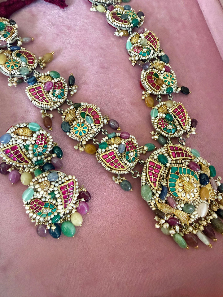 Handmade 925 Silver Nakhra Gemstone Necklace Set | SHIVKA