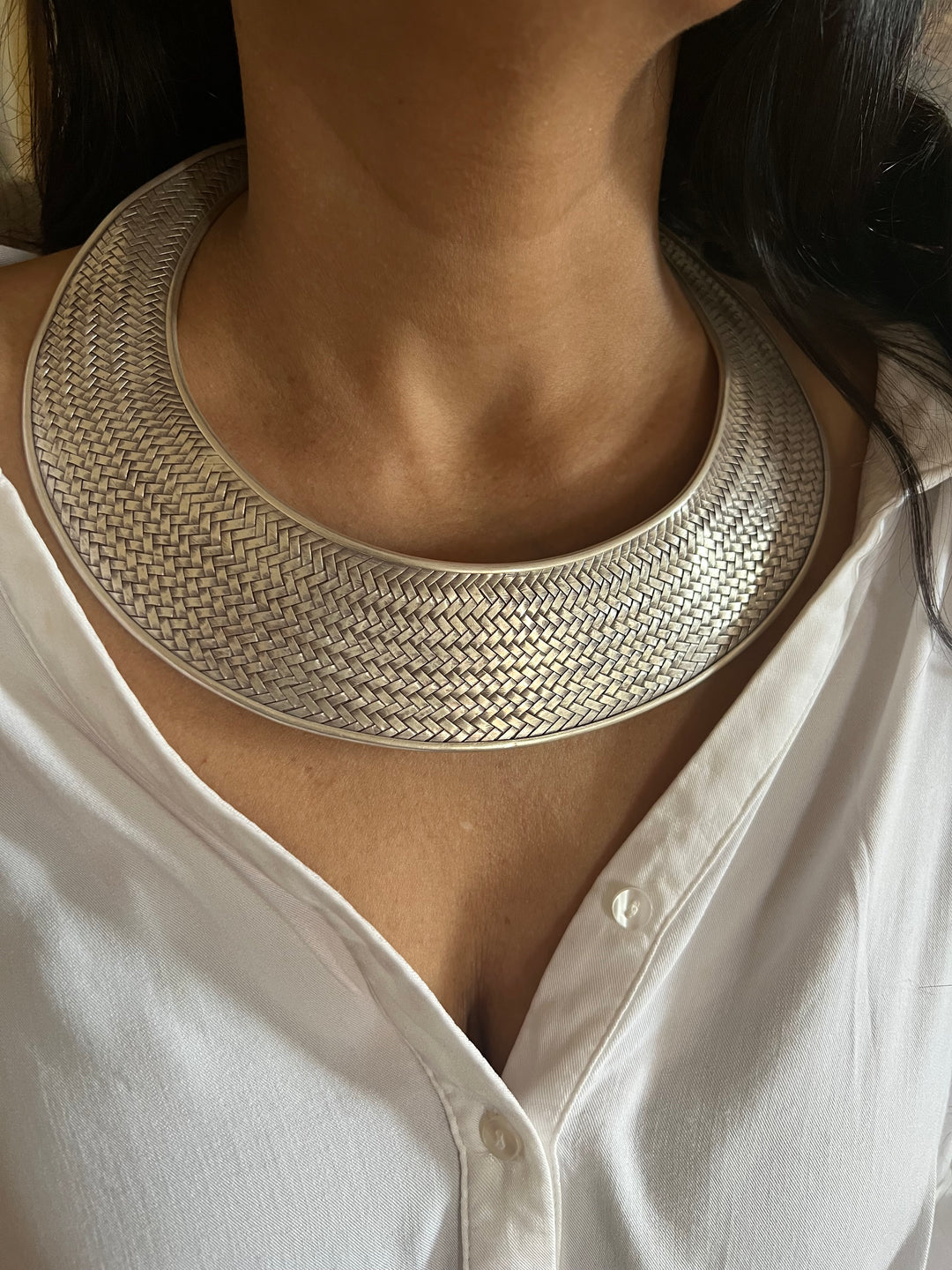 Pure 925 Silver Statement Hasli Necklace