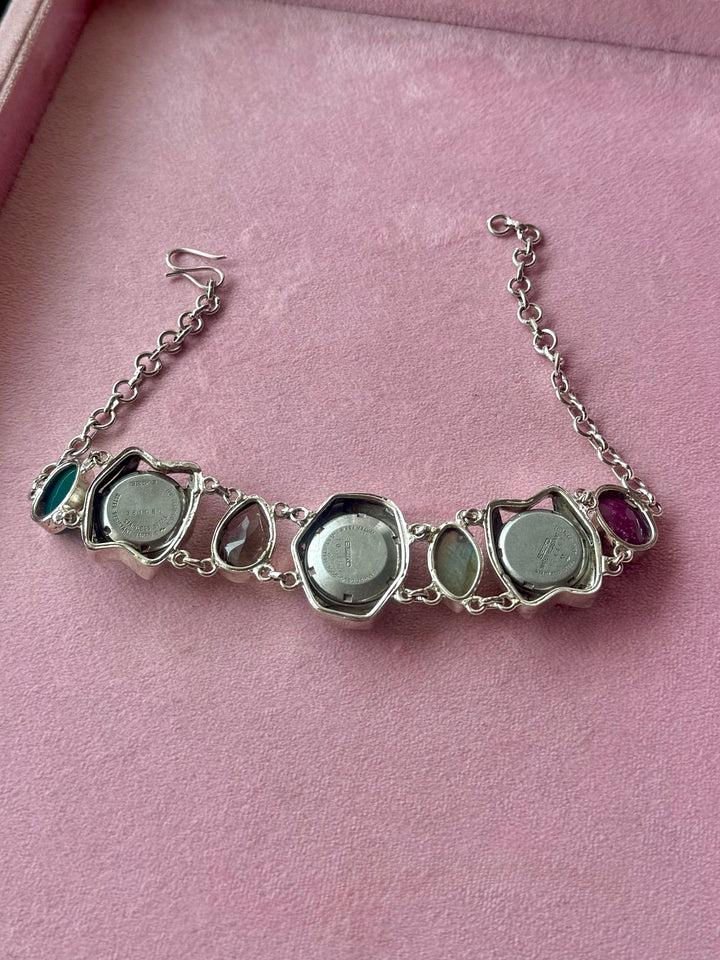 Vintage Three-Watch Gemstone Choker Necklace