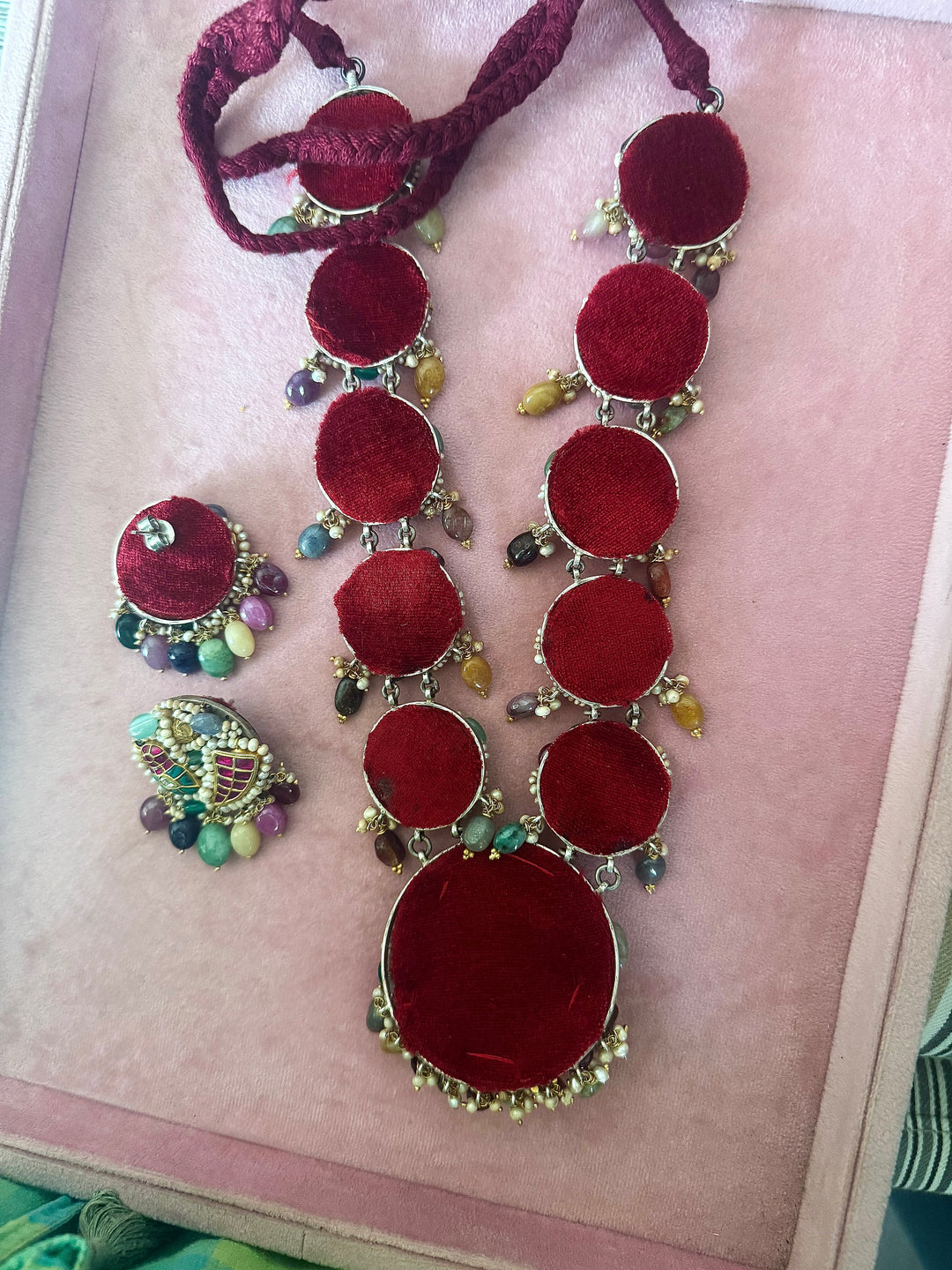 Handmade 925 Silver Nakhra Gemstone Necklace Set | SHIVKA