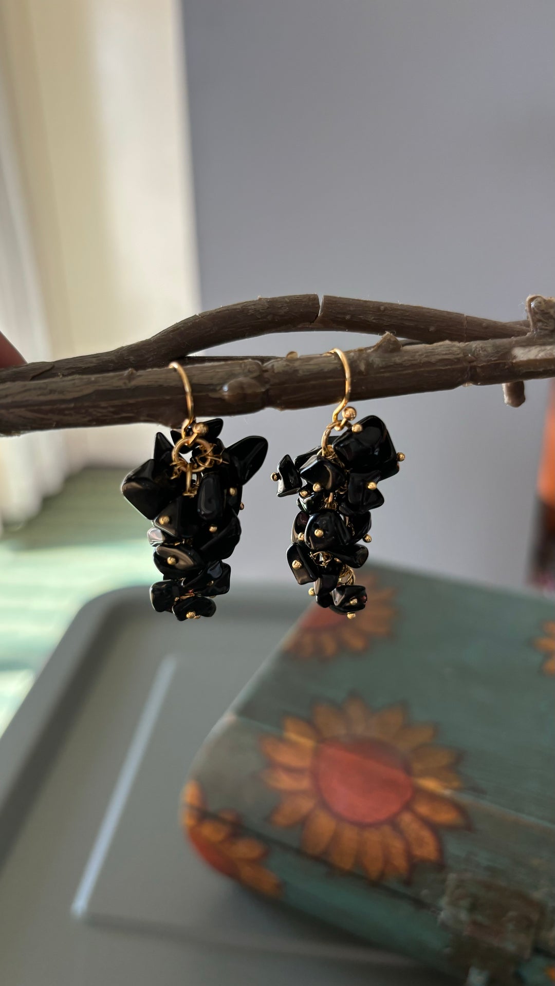 Statement Natural Black Onyx Earrings