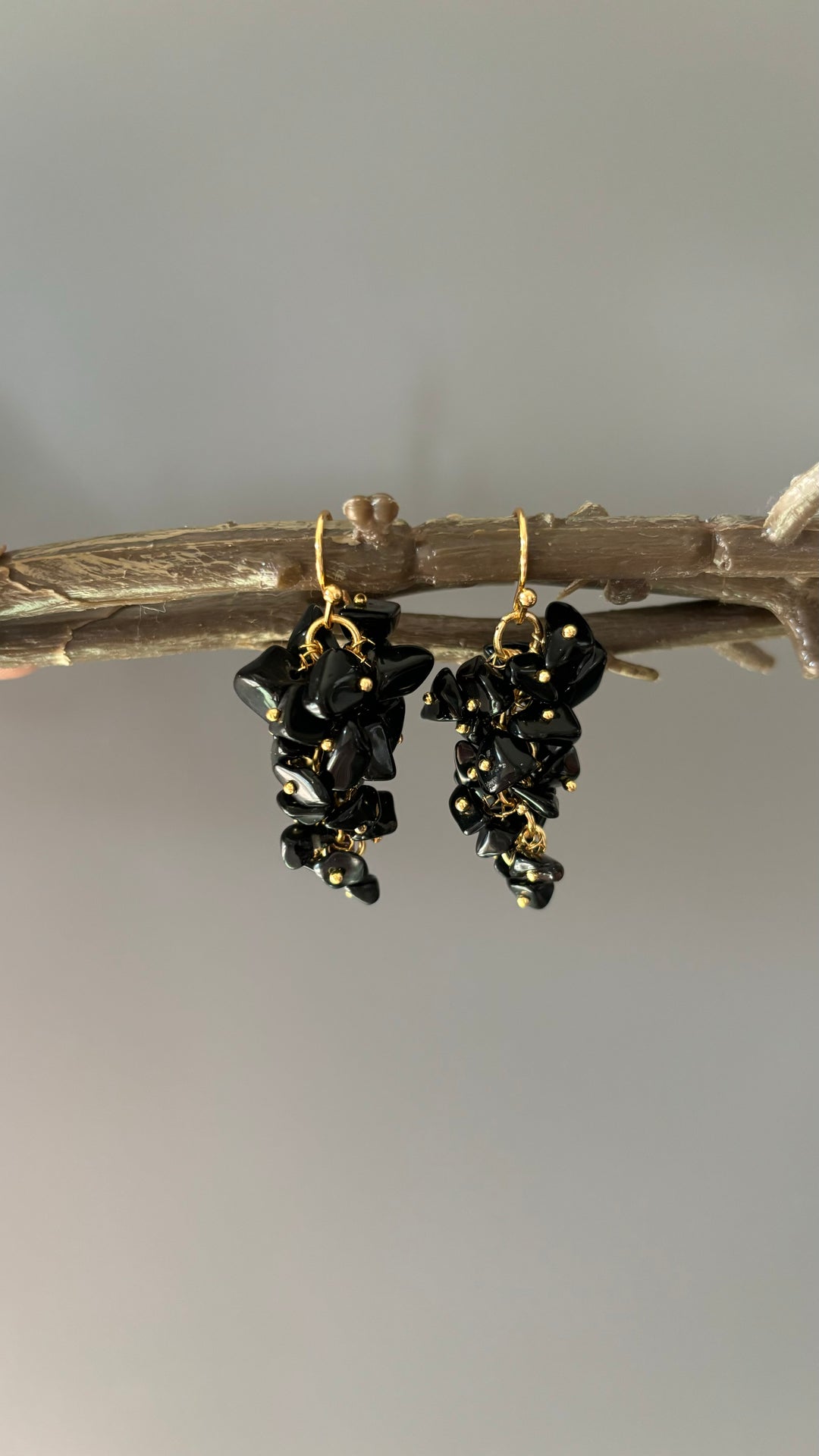 Statement Natural Black Onyx Earrings