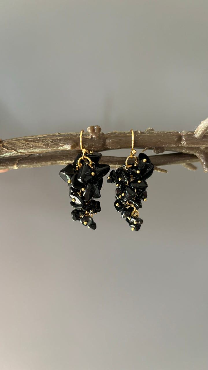 Statement Natural Black Onyx Earrings