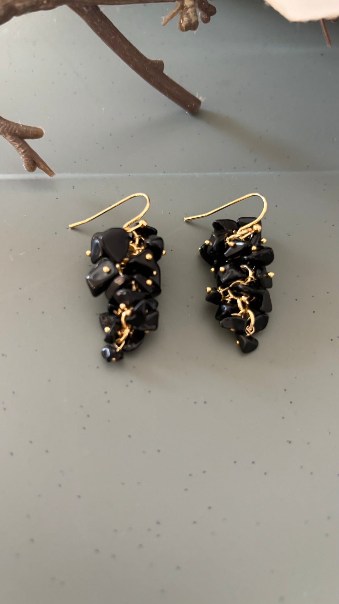 Statement Natural Black Onyx Earrings