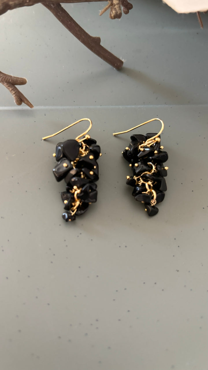 Statement Natural Black Onyx Earrings