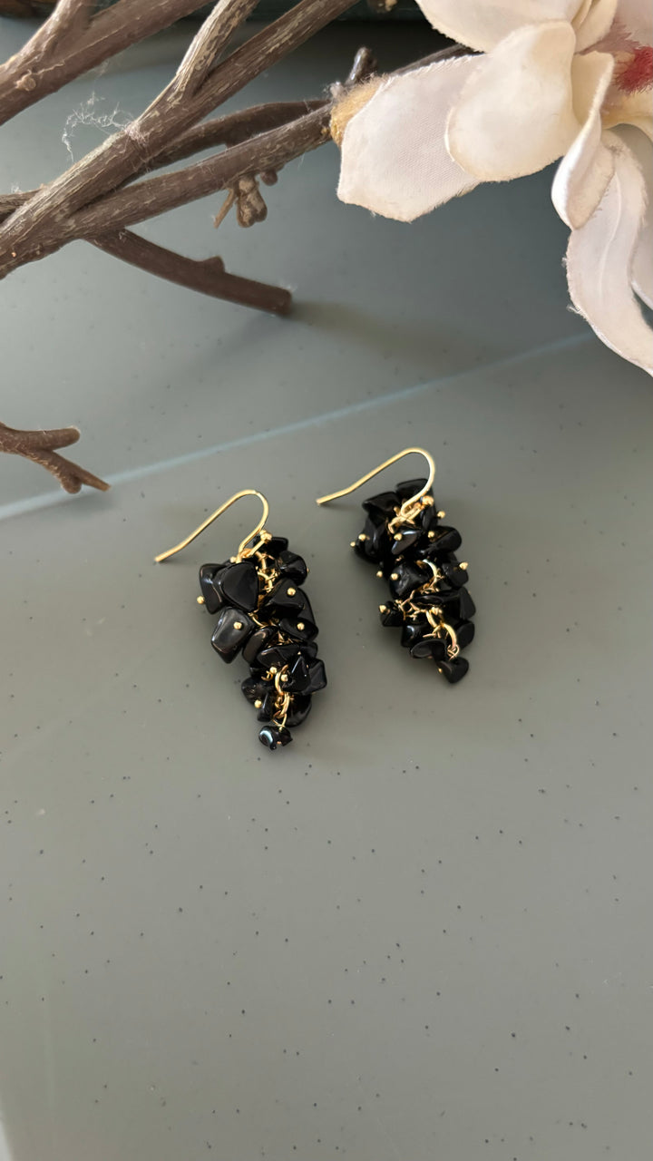 Statement Natural Black Onyx Earrings