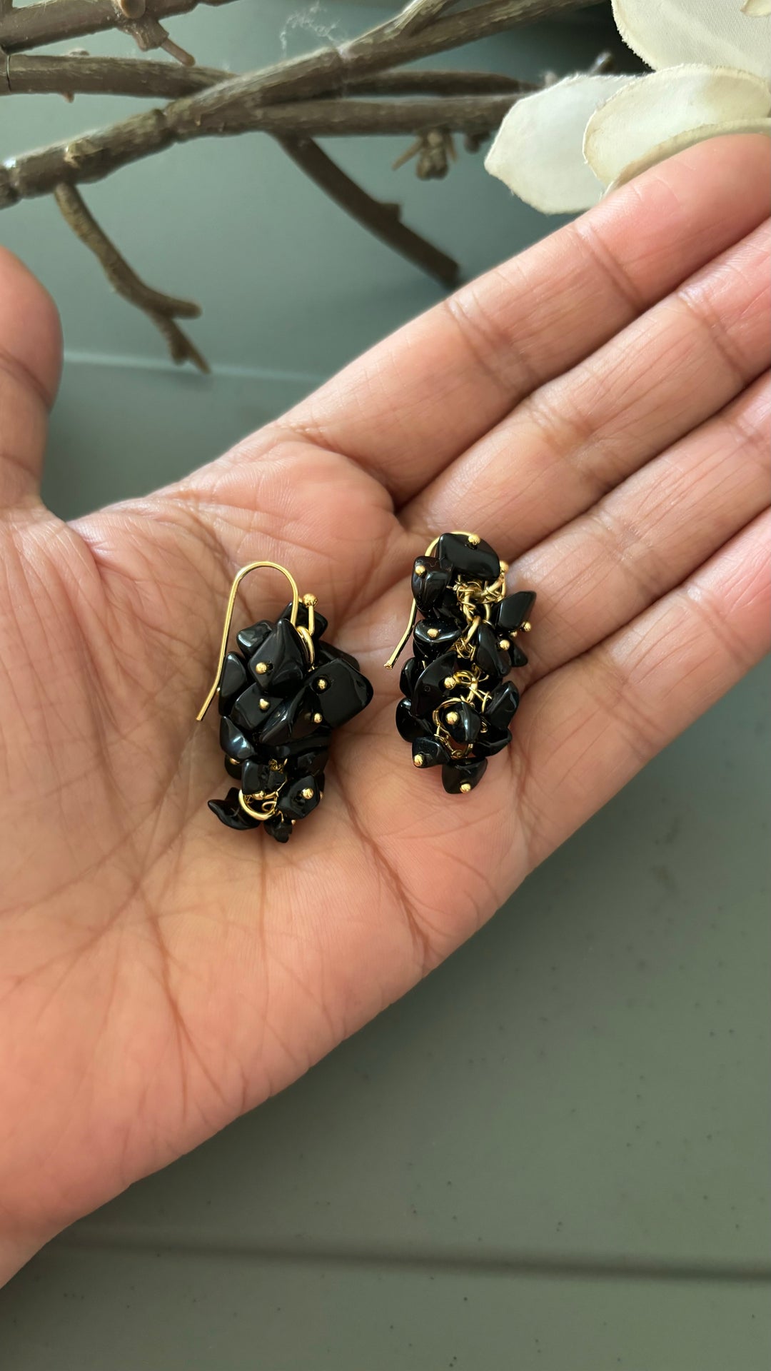 Statement Natural Black Onyx Earrings