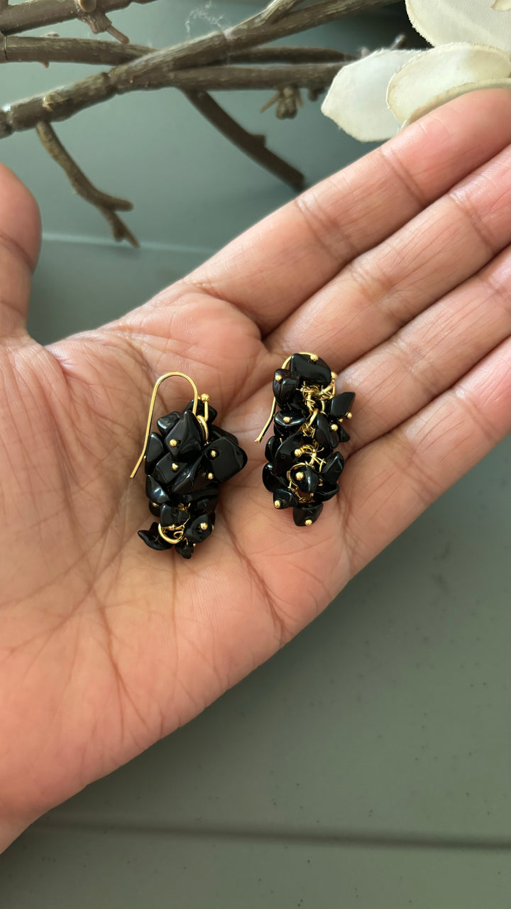 Statement Natural Black Onyx Earrings