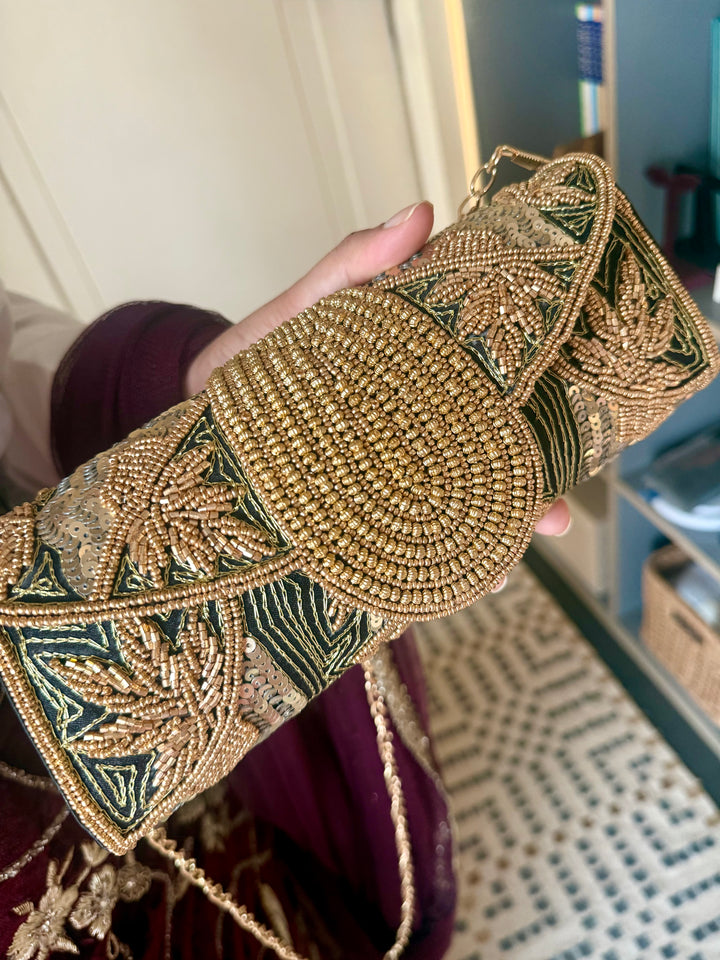 Aurea Envelope Clutch & Sling Bag – Black & Gold