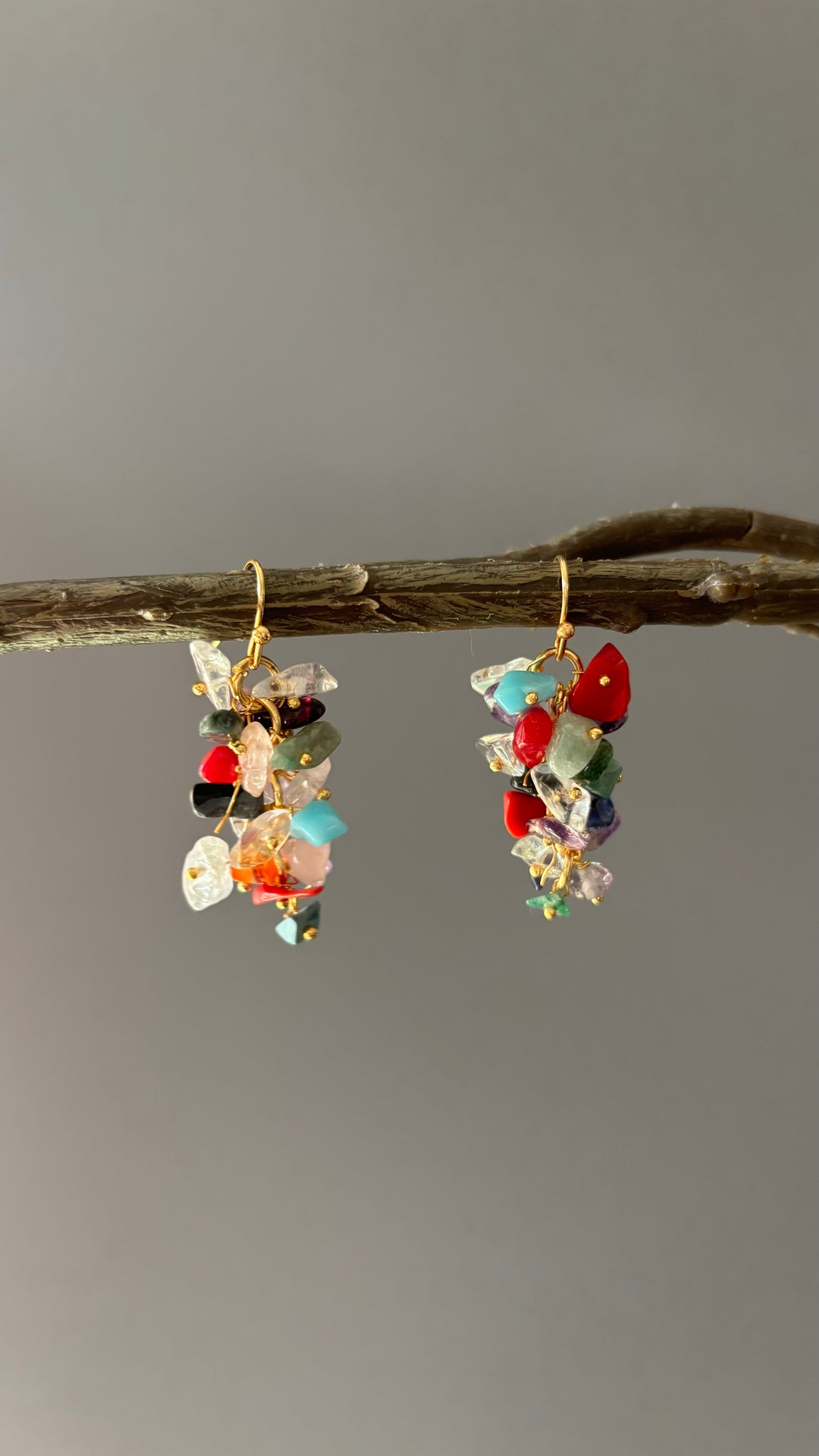Statement Multicolor Natural Stones Earrings