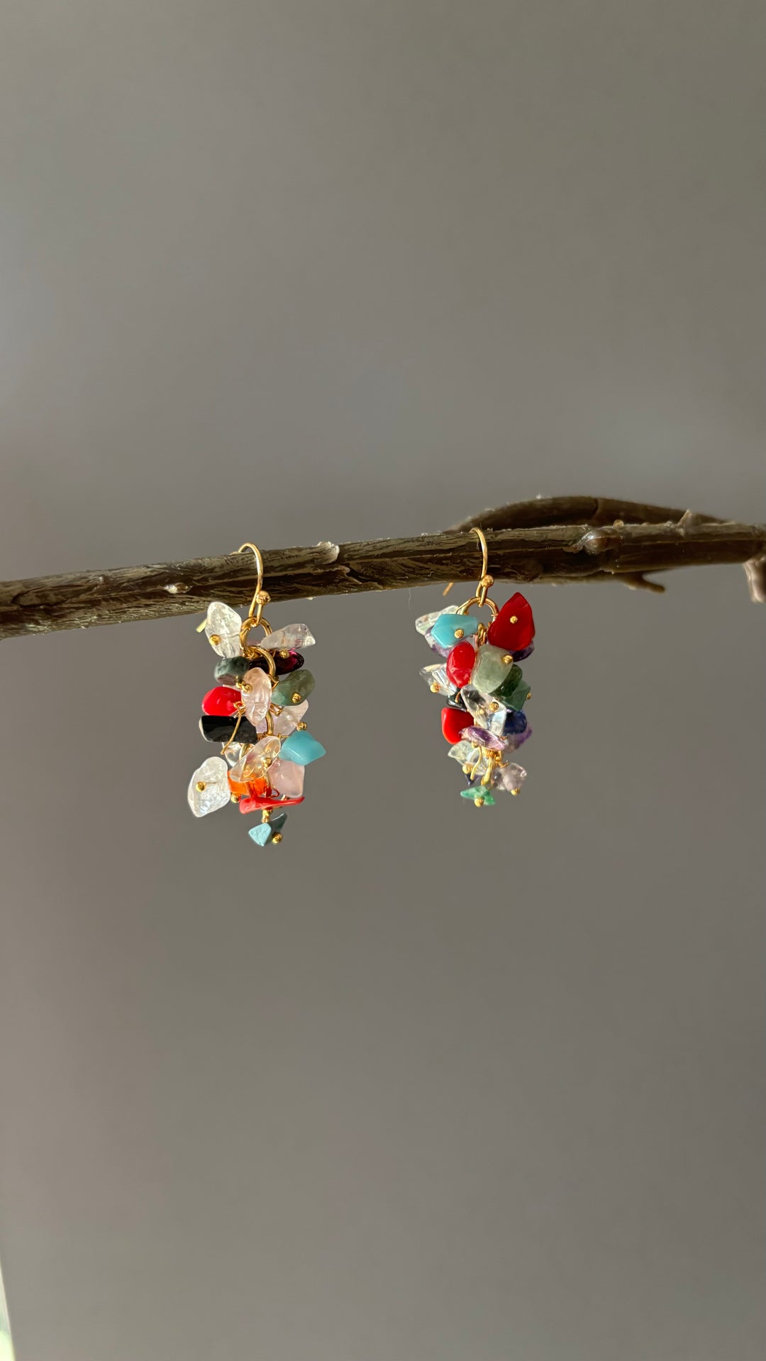 Statement Multicolor Natural Stones Earrings