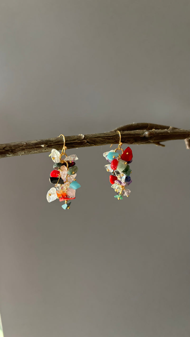 Statement Multicolor Natural Stones Earrings