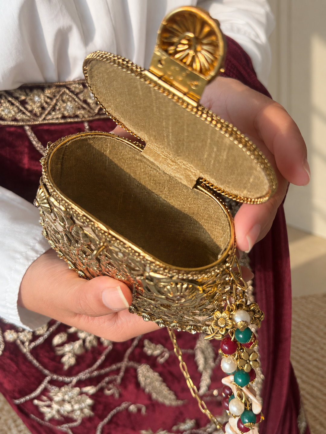 Mehrangarh Gold Lattice Lipstick Purse
