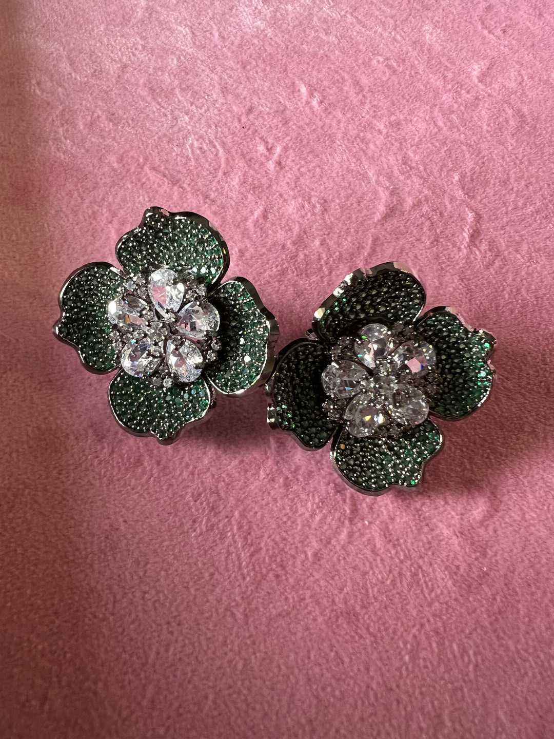 Elegant CZ Flower Stud Earrings – Timeless Beauty