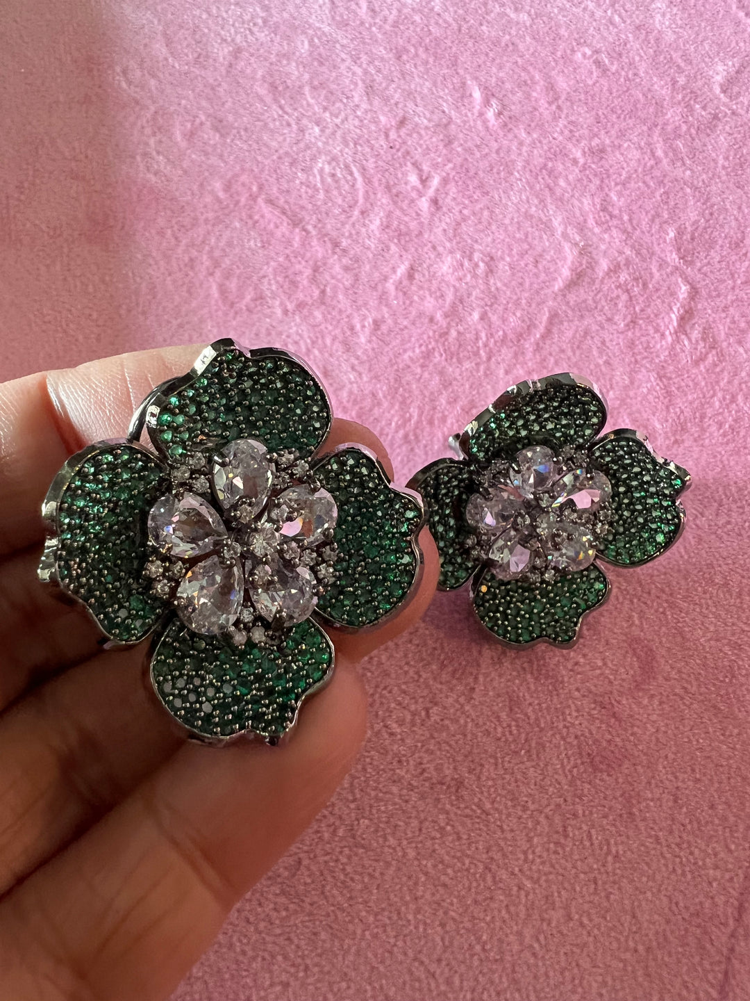 Elegant CZ Flower Stud Earrings – Timeless Beauty