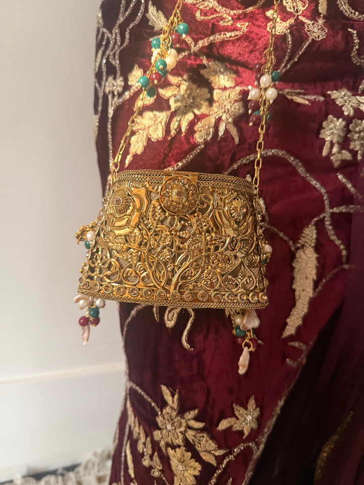 Mehrangarh Gold Lattice Lipstick Purse