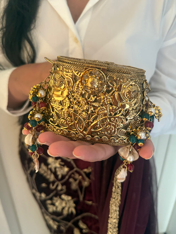 Mehrangarh Gold Lattice Lipstick Purse