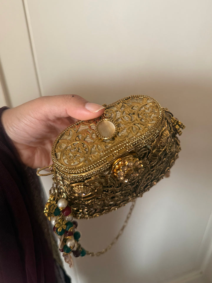 Mehrangarh Gold Lattice Lipstick Purse