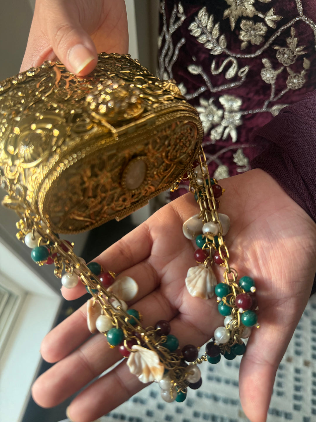 Mehrangarh Gold Lattice Lipstick Purse