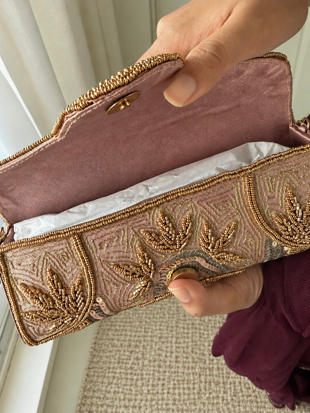 Aurea Envelope Clutch & Sling Bag – Blush Pink & Gold