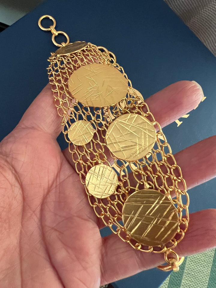 SHIVKA Statement Gold-Tone Mesh Choker | Brass with Gold Polish | Flexible & Comfortable Fit | Adjustable Toggle Clasp