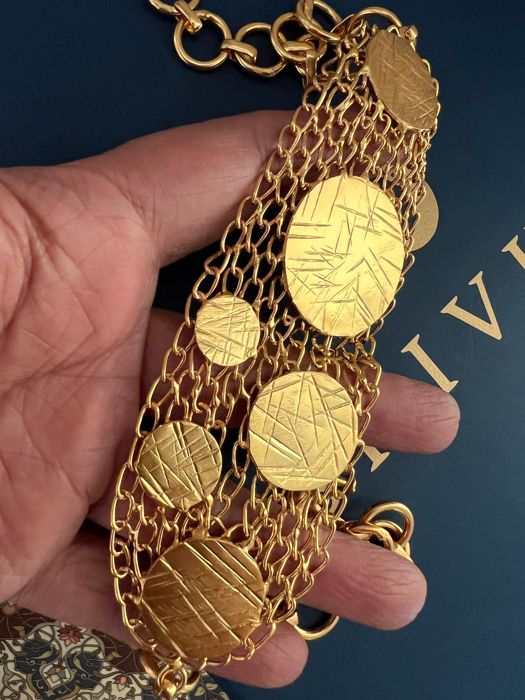 SHIVKA Statement Gold-Tone Mesh Choker | Brass with Gold Polish | Flexible & Comfortable Fit | Adjustable Toggle Clasp