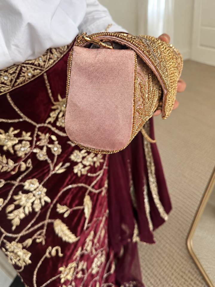 Aurea Envelope Clutch & Sling Bag – Blush Pink & Gold