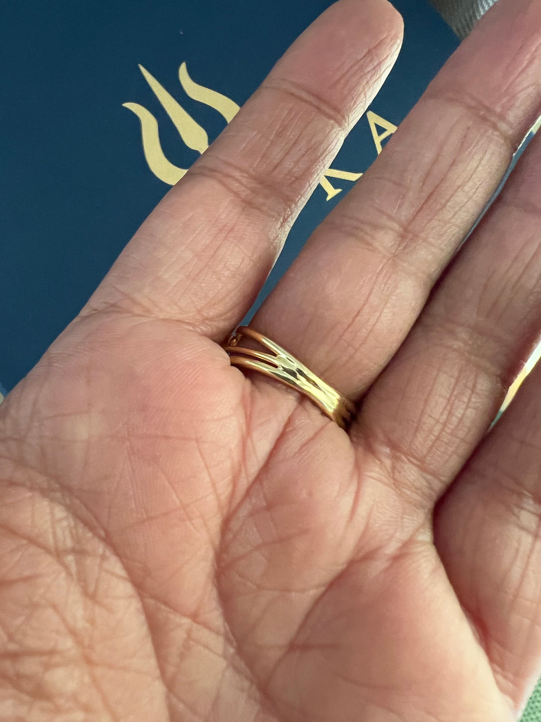 Natural Pearl Gold-Tone Ring | SHIVKA | Brass with Gold Polish | US Size 7.5 | Elegant Statement Ring