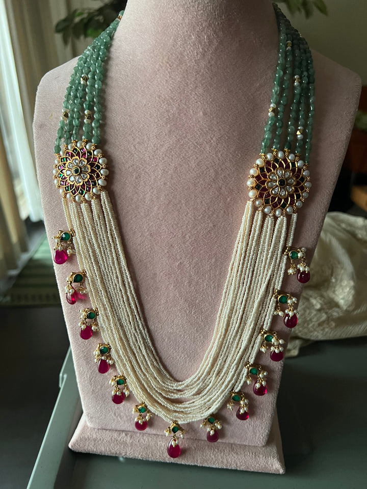 Green Aventurine and Pearl Kundan Necklace