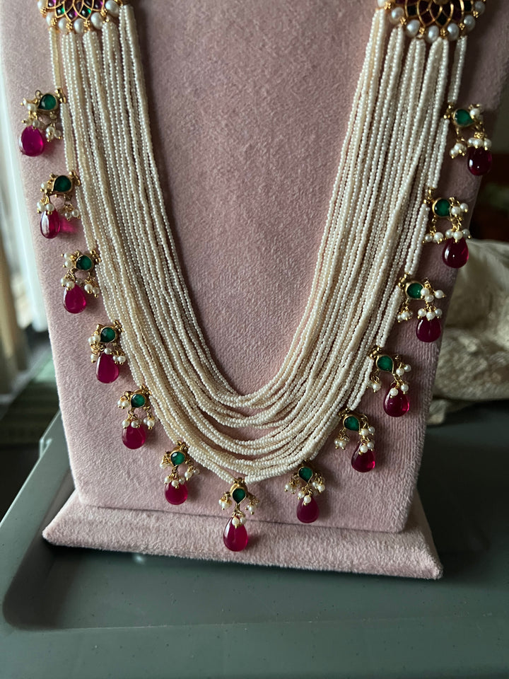 Green Aventurine and Pearl Kundan Necklace